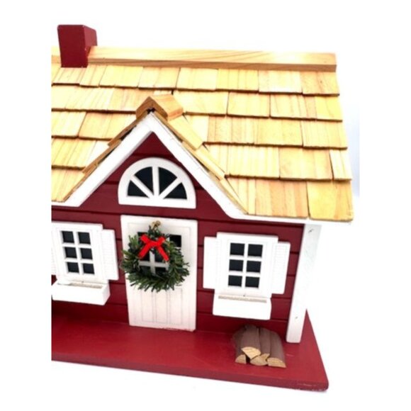 NWT Decorative Red & White Birdhouse w/Shingle Roof & Festive Holiday Accents - Picture 3 of 11
